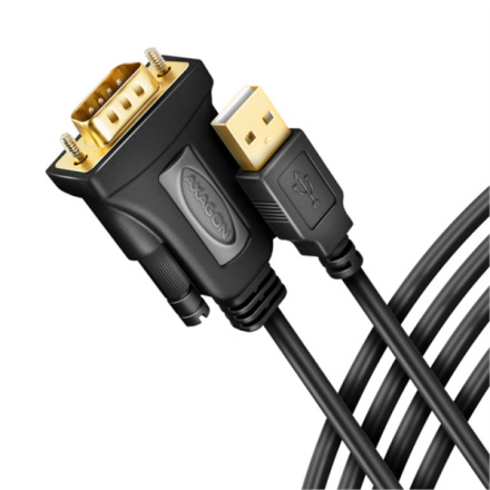 AXAGON ADS-1PQN, USB-A 2.0 - sériový RS-232 DB9-M FTDI adaptér / kabel 1.5m, ADS-1PQN