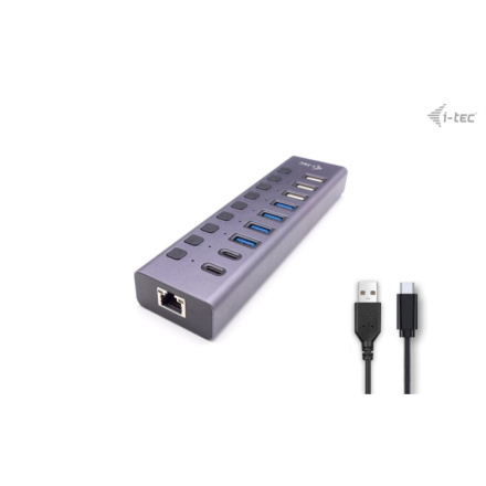 i-tec USB 3.0/USB-C Charging HUB 9port LAN + Power Adapter 60W, CACHARGEHUB9LAN