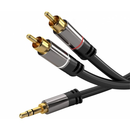 PremiumCord HQ stíněný kabel stereo Jack 3.5mm-2xCINCH M/M 1,5m, kjqcin015