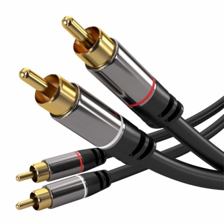 PremiumCord HQ stíněný kabel 2x CINCH-2x CINCH M/M 1,5m, kjqccmm015