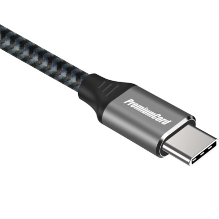 PremiumCord Kabel USB-C M/M, 100W 20V/5A 480Mbps bavlněný oplet, 1m, ku31cw1