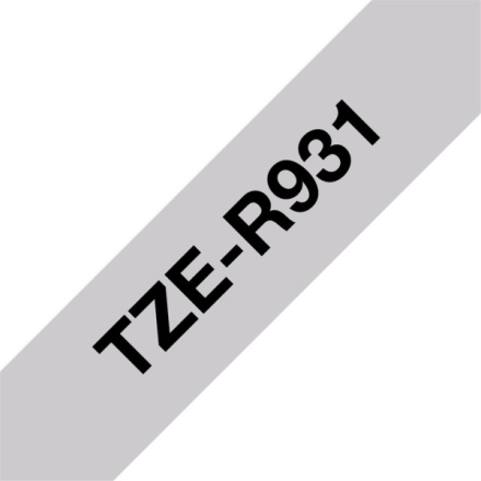 Brother TZE-R931 černá na stříbrné, 12 mm, textilní páska, TZER931