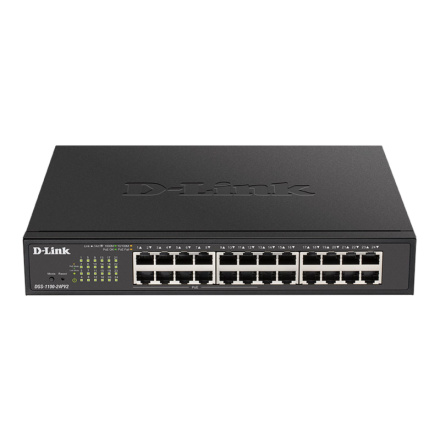 D-Link DGS-1100-24PV2 24-port Gigabit Smart switch, 12x GbE PoE+, PoE 100W, DGS-1100-24PV2/E