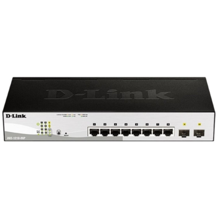 D-Link DGS-1210-08P Smart PoE switch, 8x GbE PoE+, 2x SFP, PoE 65W, fanless, DGS-1210-08P/E