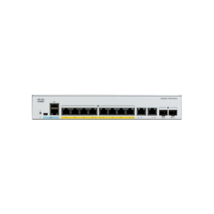 CISCO Catalyst C1000-8P-2G-L, 8x 10/100/1000 Ethernet PoE+ ports and 67W PoE budget, 2x 1G SFP and RJ-45, C1000-8P-2G-L