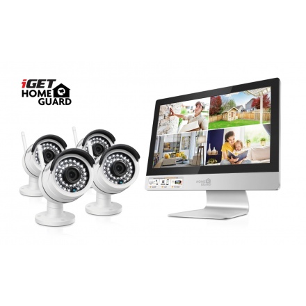 iGET HGNVK49004 - CCTV bezdrátový WiFi set HD 960p s LCD displejem 12", 4CH NVR + 4x IP kamera 960p, HGNVK49004