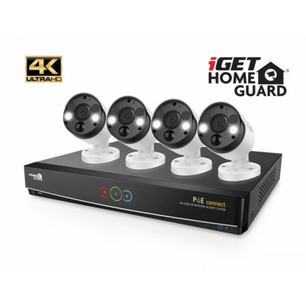 iGET HGNVK84904 - Kamerový UltraHD 4K PoE set, 8CH NVR + 4x IP 4K kamera, zvuk, SMART W/M/Andr/iOS, HGNVK84904
