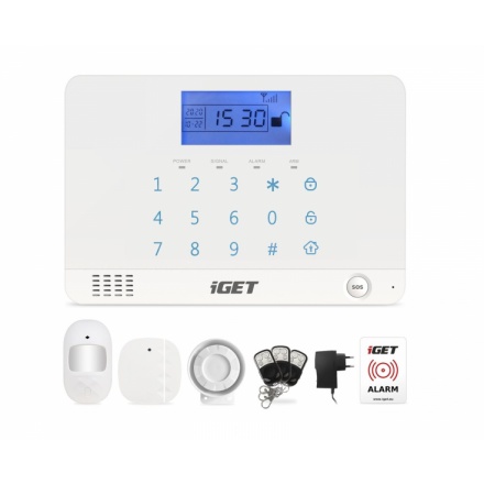 iGET SECURITY M3B - bezdrátový GSM alarm CZ, zasílá SMS/telefonuje,záložní baterie 8 hod,aplikace CZ, SECURITY M3B