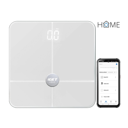 iGET HOME BODY B18 White - chytrá váha, aplikace Android/iOS, Bluetooth, měří 18 parametrů, B18
