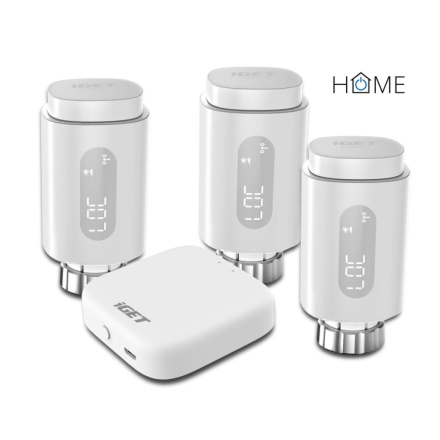 iGET HOME TS10 Premium kit (3x TS10 Thermostat Radiator Valve + 1x GW1 Gateway), Zigbee 3.0, TS10 Premium kit