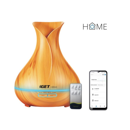 iGET HOME Aroma Diffuser AD500 - chytrý aromadifuzér, barevné LED podsvícení, aplikace, ovladač, AD500
