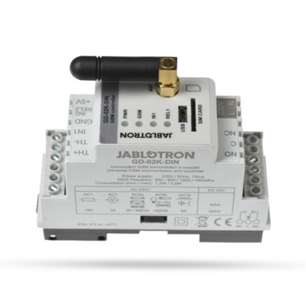 Jablotron Univerzální GSM komunikátor a ovladač, GD-02K-DIN