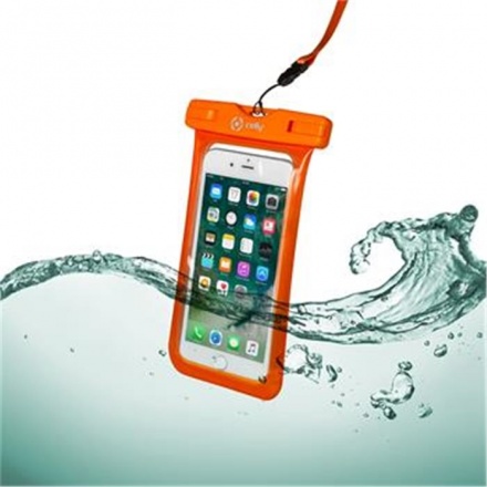Voděodolné pouzdro CELLY Splash Bag 6,2", oranžové, SPLASHBAG18OR