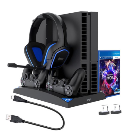 iPega P4009 Nabíjecí Stanice s Chlazením pro PS5/PS4 Black, 6974363710019