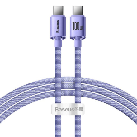 Baseus CAJY000605 Crystal Shine Series Datový Kabel USB-C - USB-C 100W 1,2m Purple, 6932172602888