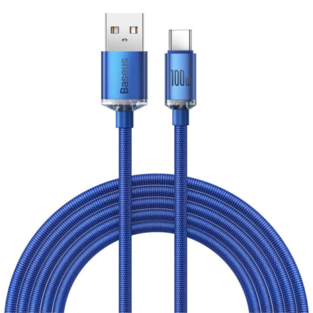 Baseus CAJY000503 Crystal Shine Series Datový Kabel USB - USB-C 100W 2m Blue, 6932172602840
