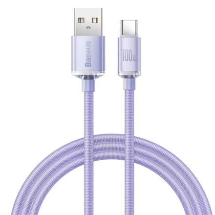 Baseus CAJY000405 Crystal Shine Series Datový Kabel USB - USB-C 100W 1,2m Purple, 6932172602826