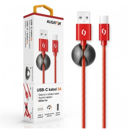 ALIGATOR PREMIUM Datový kabel 2A, USB-C červená, DATKP12