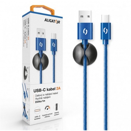 ALIGATOR PREMIUM Datový kabel 2A, USB-C modrá, DATKP15