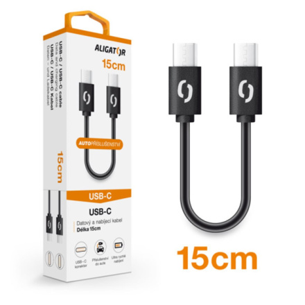 ALIGATOR Datový kabel POWER USB-C/USB-C 15cm, černý, DATKP44