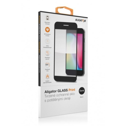 Aligator Ochranné tvrzené sklo GLASS PRINT, iPhone14 Pro Max, černá, celoplošné lepení, GLP0188