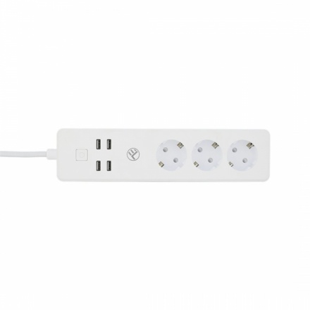 Tellur WiFi Smart Power Strip, 3x zásuvka, 4x USB 4A, 2200W, 10A, 1.8m, bílá, TLL331031