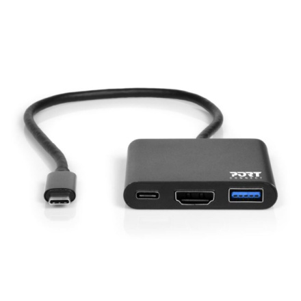 PORT CONNECT USB-C HUB, HDMI 1X 4K + USB-A + USB-C, černý, 900140