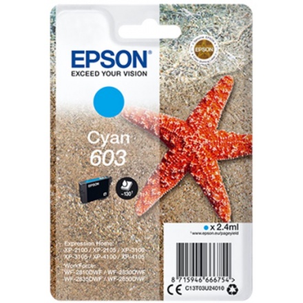 Epson singlepack, Cyan 603, C13T03U24010 - originální