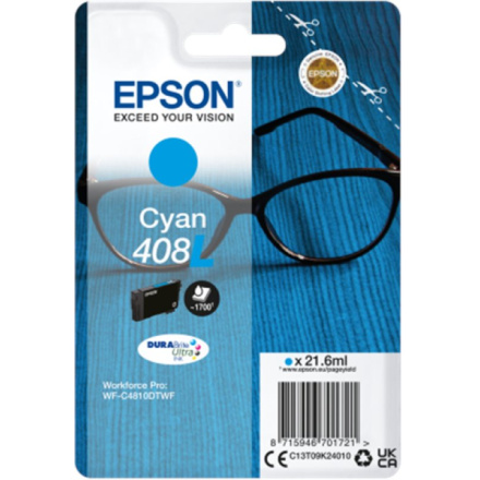 EPSON Singlepack Cyan 408L DURABrite Ultra Ink, C13T09K24010 - originální