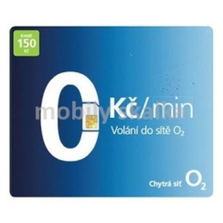 Předplacená karta O2 (neomezené volání v síti + kredit 150,- Kč)