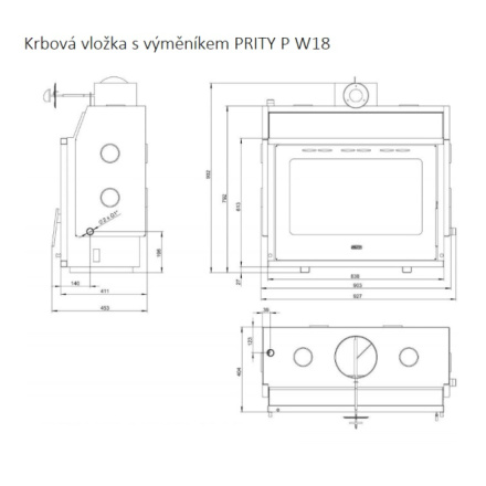 Krbová vložka s teplovodním výměníkem PRITY P W18, 219