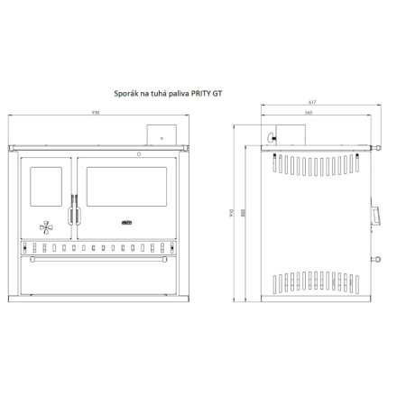 Sporák na tuhá paliva PRITY GT FI S DR, černá, pravá, 7155