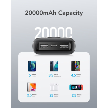 VEGER powerbank 20 000 mAh PD QC3.0 2A 20W L20S (VP2039PD / W2039PD) black 521361