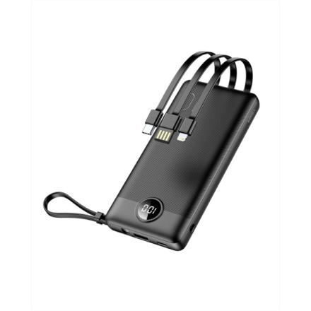 VEGER powerbank 10 000 mAh with built-in cables Micro USB / Type C / Lightning C10 (W1116) black 541942
