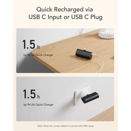VEGER powerbank 5 000 mAh with built-in connector Type C PD QC3.0 3A 20W PlugOn (W0556P) black 584538