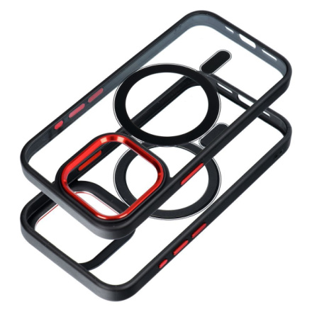 Color Edge Mag Cover case compatible with MagSafe for IPHONE 15 black red 593897