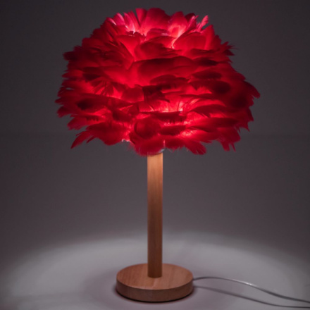 Table lamp bedside feather Art Deco red CBDPH 599216