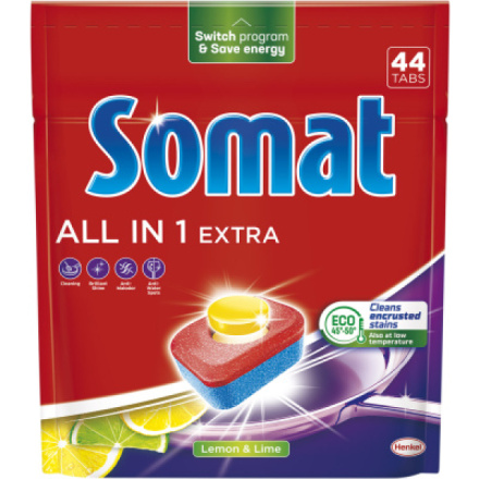 Somat tablety do myčky All in 1 Extra Lemon & Lime, 44 ks