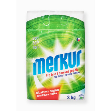 Merkur prací prášek pro bílé i barevné prádlo 60 dávek, 3 kg