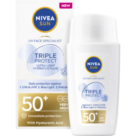 Nivea Sun OF 50+ Triple Protect Lehký hydratační krém na opalování, 40 ml