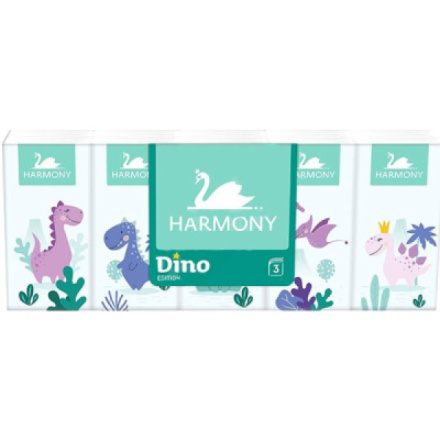 Harmony Dino 3vrstvé dětské papírové kapesníčky, 10× 10 ks