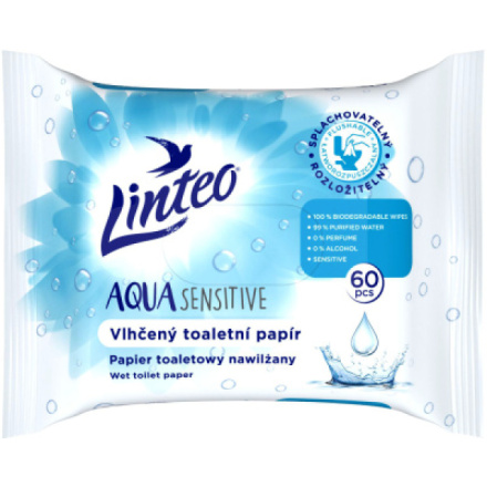 Linteo vlhčený toaletní papír Aqua Sensitive, 60 ks