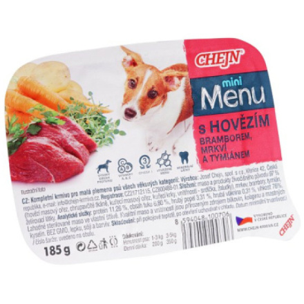 Chejn mini MENU s hovězím pro malé psy, 185 g