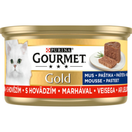 Purina Gourmet Gold pro kočky s hovězím, jemná paštika, 85 g