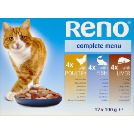 Reno kapsičky pro kočky drůbeží, ryba, játra, 12× 100 g
