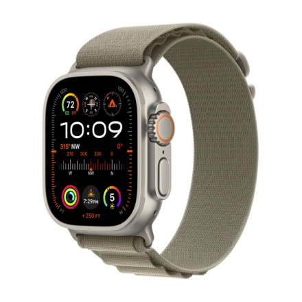 Apple Watch Ultra 2 49mm titanové pouzdro s olivovým alpským tahem - Small MREX3CS/A