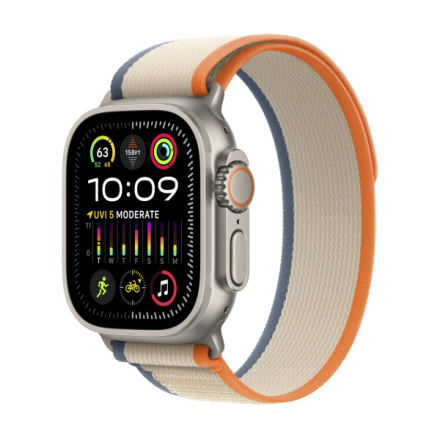 Apple Watch Ultra 2 49mm titanové pouzdro s oranžovo-béžovým trailovým tahem - S/M MRF13CS/A