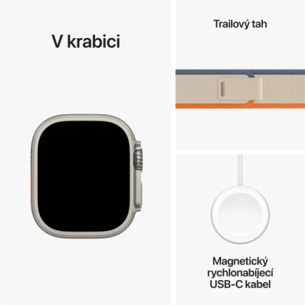 Apple Watch Ultra 2 49mm titanové pouzdro s oranžovo-béžovým trailovým tahem - S/M MRF13CS/A