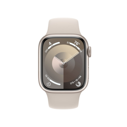 Apple Watch Series 9 41mm Hvězdně bílý hliník s hvězdně bílým sportovním řemínkem - S/M MR8T3QC/A