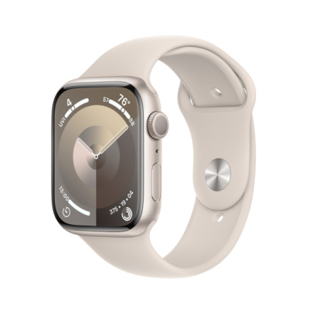 Apple Watch Series 9 45mm Hvězdně bílý hliník s hvězdně bílým sportovním řemínkem - M/L MR973QC/A